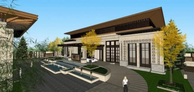 Sketchup Business Model | Multi Story Commercial Club, New Chinese Style