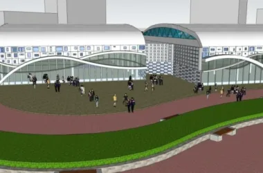 SketchUp Design: Modern Multi-Story Bus Station and Station Road Bridge-BIM WORLD