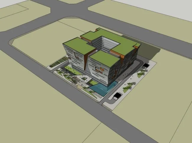 Sketchup Cultural Model | Multi story Cultural Center, Modern Style, Cultural Architecture