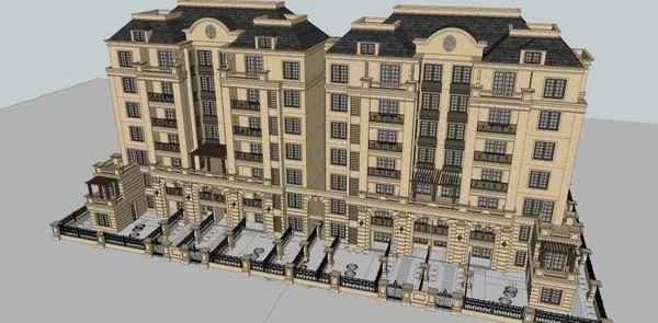 Sketchup Residential Model | Multi story Residence, Western Style, Classical Style, 7 Floors