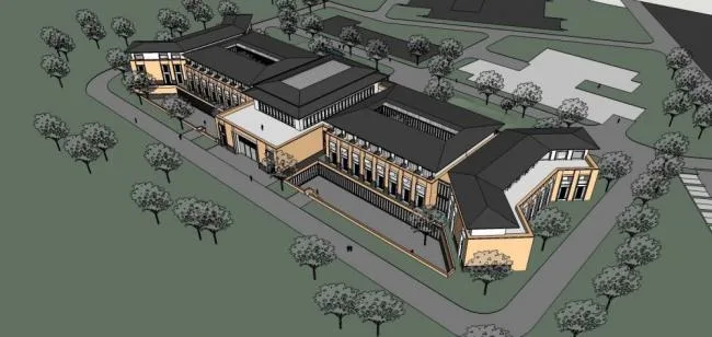 Sketchup Business Model | Multi story clubhouse, grassland style, commercial building