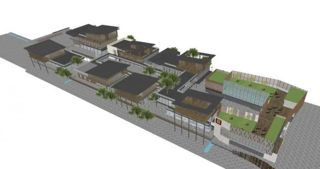 Sketchup Business Model | Multi-story Commercial Street, New Chinese Style