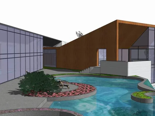 Sketchup Business Model | Multi story Commercial Club, Modern Style