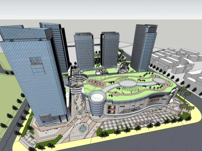 Sketchup Business Model | High rise office buildings, shopping centers, commercial spaces, complexes, modern style