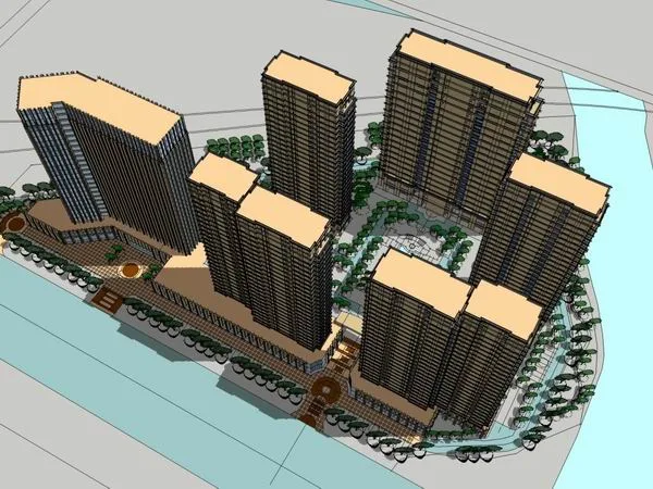 Sketchup Residential Model | High rise residential building, modern style, 28 floors