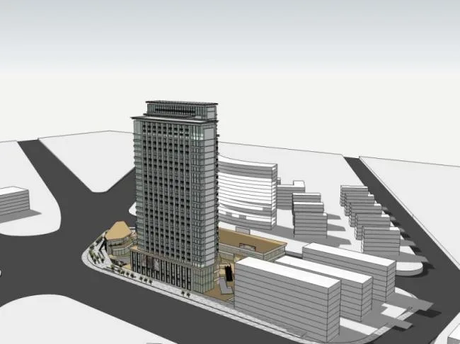 SketchUp Multi-Story High-Rise Complex: Residential Living with Ground Floor Commercial Spaces in Classical Style