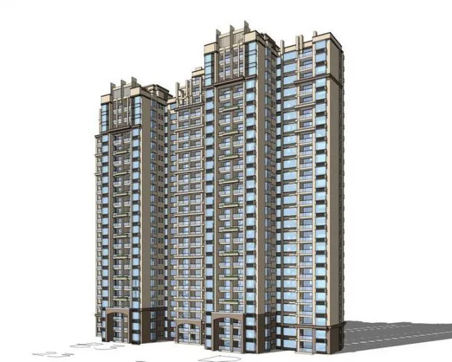 Sketchup Residential Model | High rise Residential Buildings, Residential Buildings, Neoclassical Style
