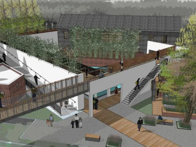 Sketchup Cultural Model | Multi story Visitor Center, New Chinese Style, Cultural Architecture