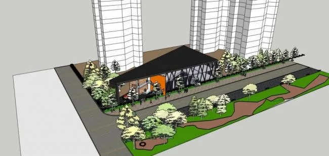 Sketchup Business Model | Multi story Commercial Club, Modern Style