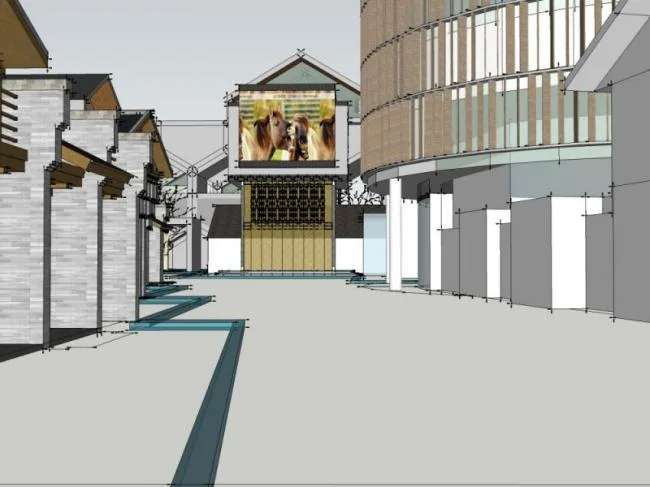 Sketchup Business Model | Multi story Commercial Street, Modern Chinese Style