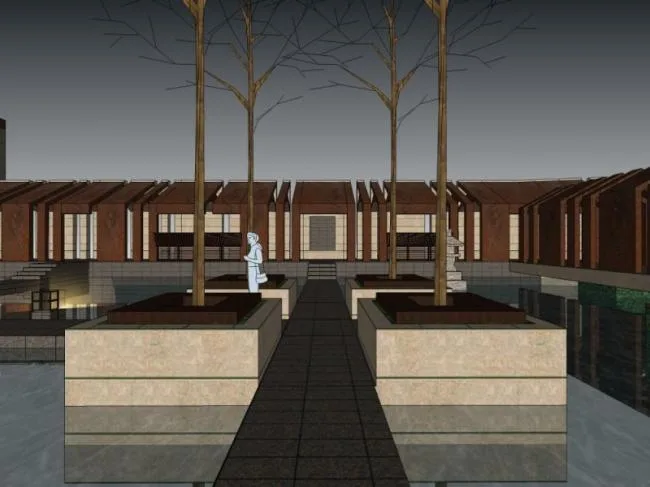 Sketchup Business Model | Low Level Clubhouse, Modern Style