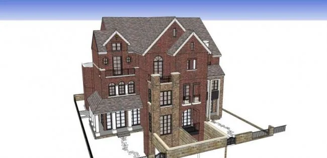 Sketchup Villa Model | Stacked Villa, British Classical Style