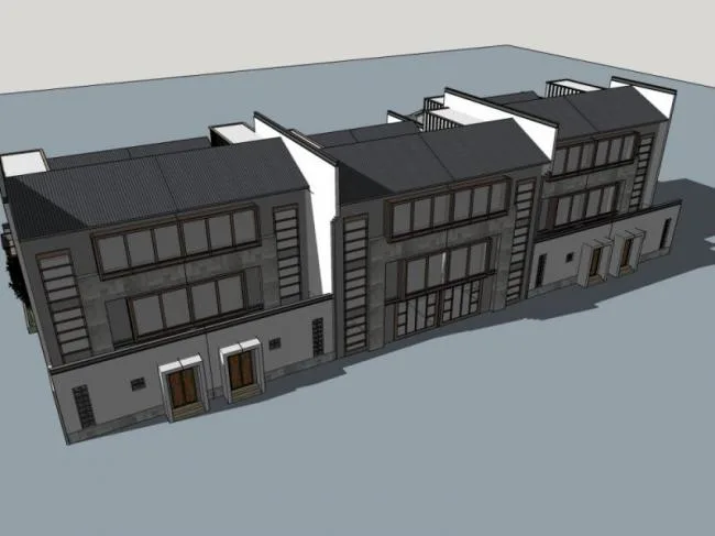 Sketchup Villa Model | Row Villa, Oriental Neoclassical