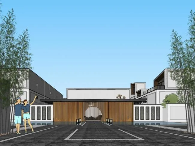 Sketchup Residential Model | Entrance of the Community, Chinese Style