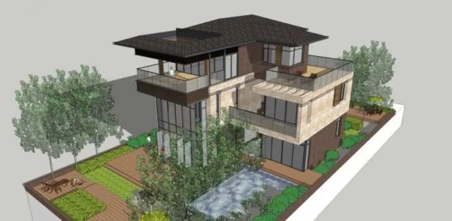 Sketchup Villa Model | Solo Villa, Modern Style