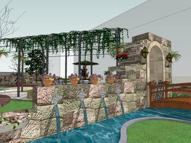 Sketchup Landscape Model | Courtyard Landscape, Garden Landscape, Courtyard Garden, Modern Style
