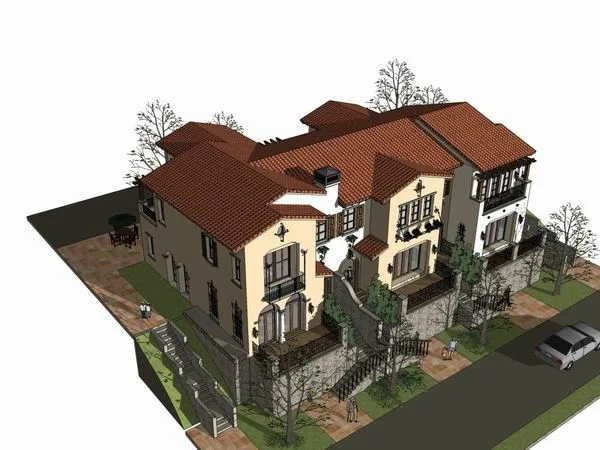 Sketchup Villa Model | Townhouse, Classical Style