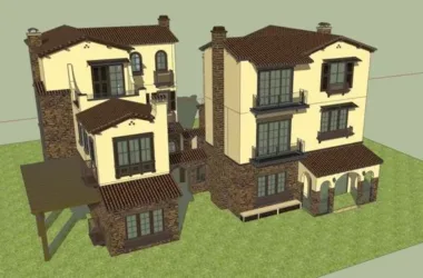 Classical Twin Villa Model in SketchUp-BIM WORLD