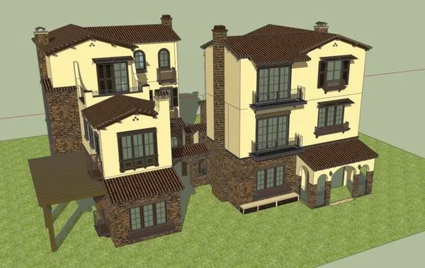 Sketchup Villa Model | Twin Villa, Classical Style