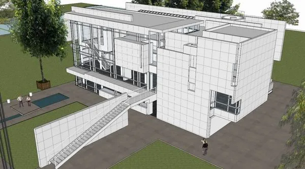 SketchUp Residential Model: Modern Multi-Story Activity Center and Clubhouse