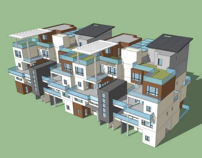 Sketchup Villa Model | Stacked Villa, Modern Style