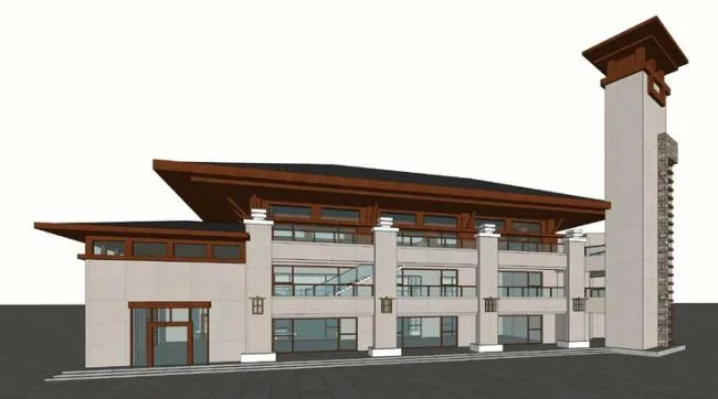 Sketchup Business Model | Multi story Commercial Club, Chinese Style