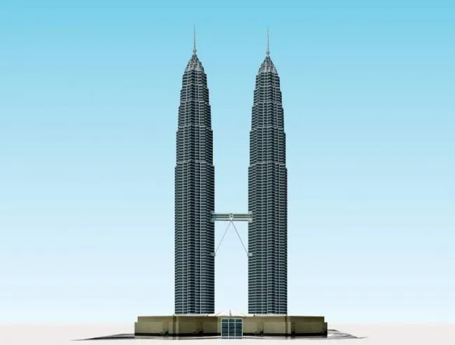 Sketchup Complex Model | Malaysia Twin Towers, Kuala Lumpur Petronas Twin Towers, Ultra High Rise, Modern Style