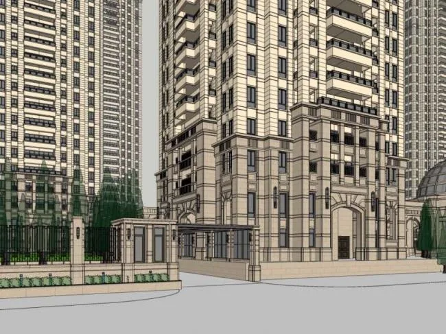 SketchUp Residential Models: Classical Style High-Rise Buildings