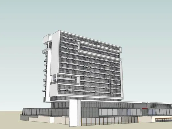 Sketchup Hotel Model | High rise Hotel Apartments, Modern Style