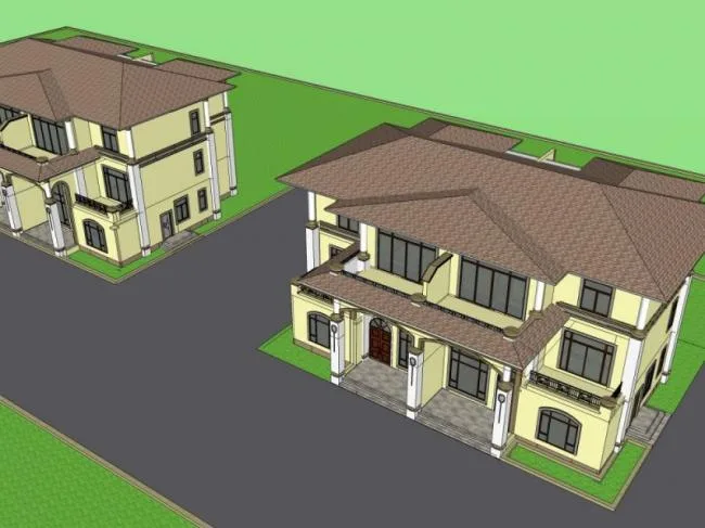 Modern Twin Villa Design | SketchUp 3D Model