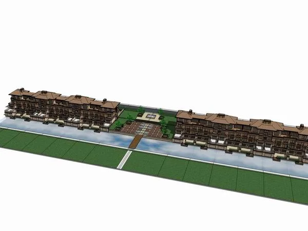 Sketchup villa model | Two row villas in classical style