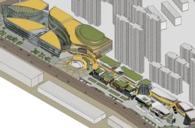 SketchUp Business Model: Modern Multi-Story Commercial Pedestrian Street Design-BIM WORLD