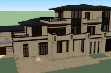 SketchUp Business Model: Modern Multi-Story Clubhouse Design-BIM WORLD