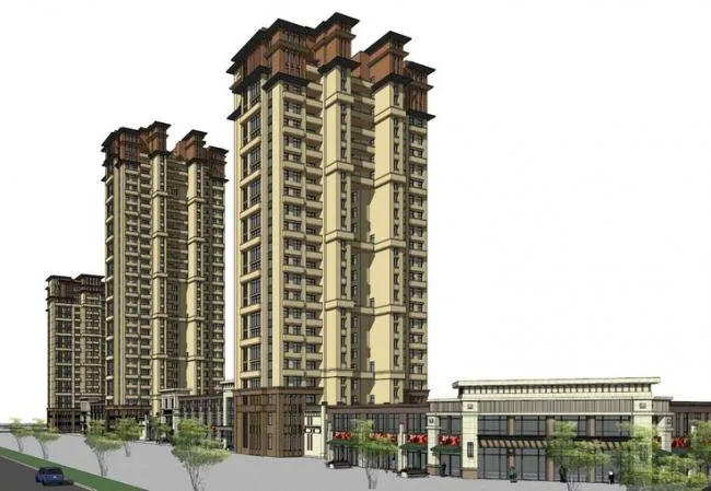 Sketchup Residential Model | High rise residential buildings, commercial streets, ground floor commercial buildings, residential buildings, modern style