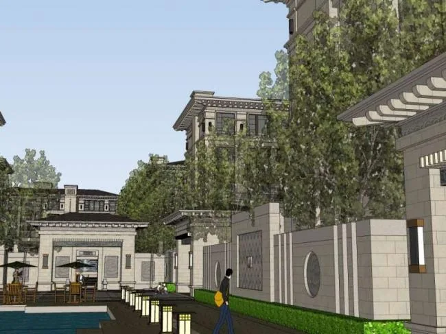 Sketchup Landscape Model | Garden Villa Community Landscape, Residential Landscape, Chinese Style