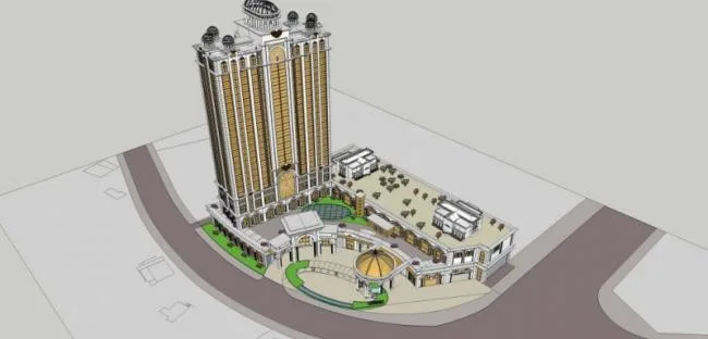 Sketchup Hotel Model | High rise Hotel, Classical Style