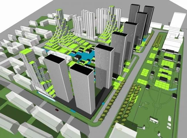Sketchup Office Model | Conceptual Scheme for High rise Office Area, Business Center Office Building, Modern Style