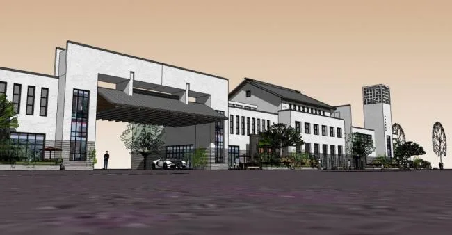 SketchUp Business Model: Multi-Story Commercial Streets and Chinese-Style Buildings
