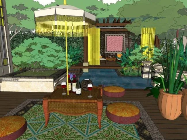 Sketchup Landscape Model | Villa Landscape, Courtyard Landscape, Classical Style