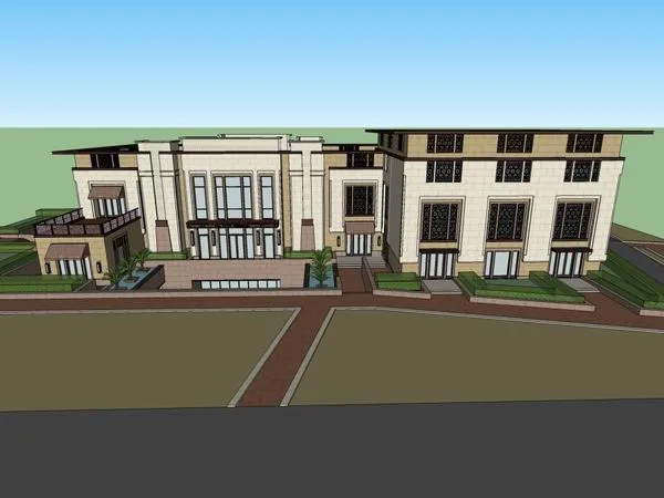 Sketchup Residential Model | Multi story Residence, Clubhouse, Modern Style,