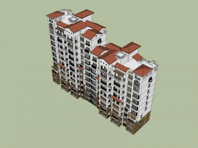 Sketchup Residential Model | High rise Residential Buildings, Classical Style