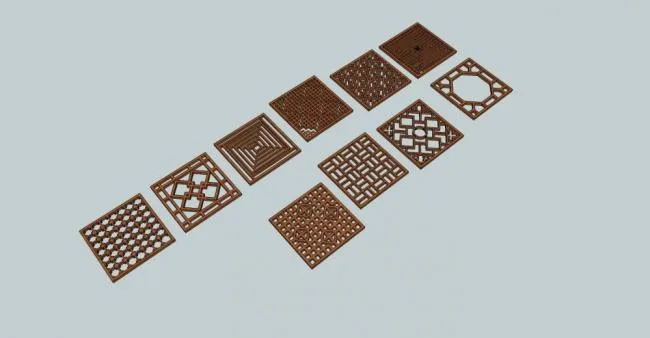 Sketchup Material Model | Component Component Materials, Chinese Grid, Window