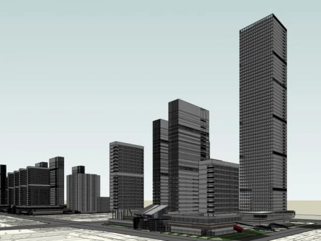 Modern Super High-Rise Office Model in CBD Central Business District