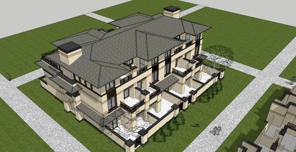 Sketchup Villa Model | Twin Villa, Classical Style