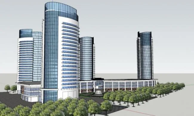 Sketchup Complex Model | Hotel Office Building Conference Center Complex, Super High rise, Modern Style