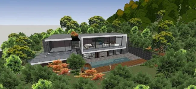 Sketchup Landscape Model | Villa with Landscape, Modern Style