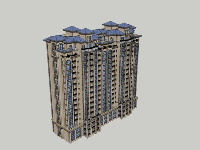 Sketchup Residential Model | High rise Residential Buildings, Classical Style