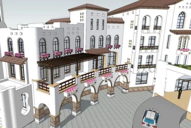 SketchUp Business Model: Multi-Story Spanish and Classical Style Commercial Club