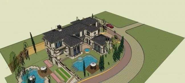 European Classical Style Solo Villa SketchUp Model