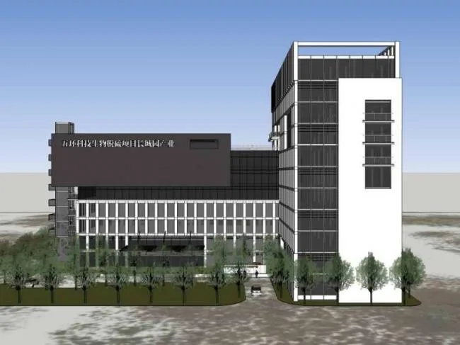 Sketchup office model | Wuhuan Technology's biological desulfurization project in Changcheng Park Industrial, a multi story high-rise office building with a modern style